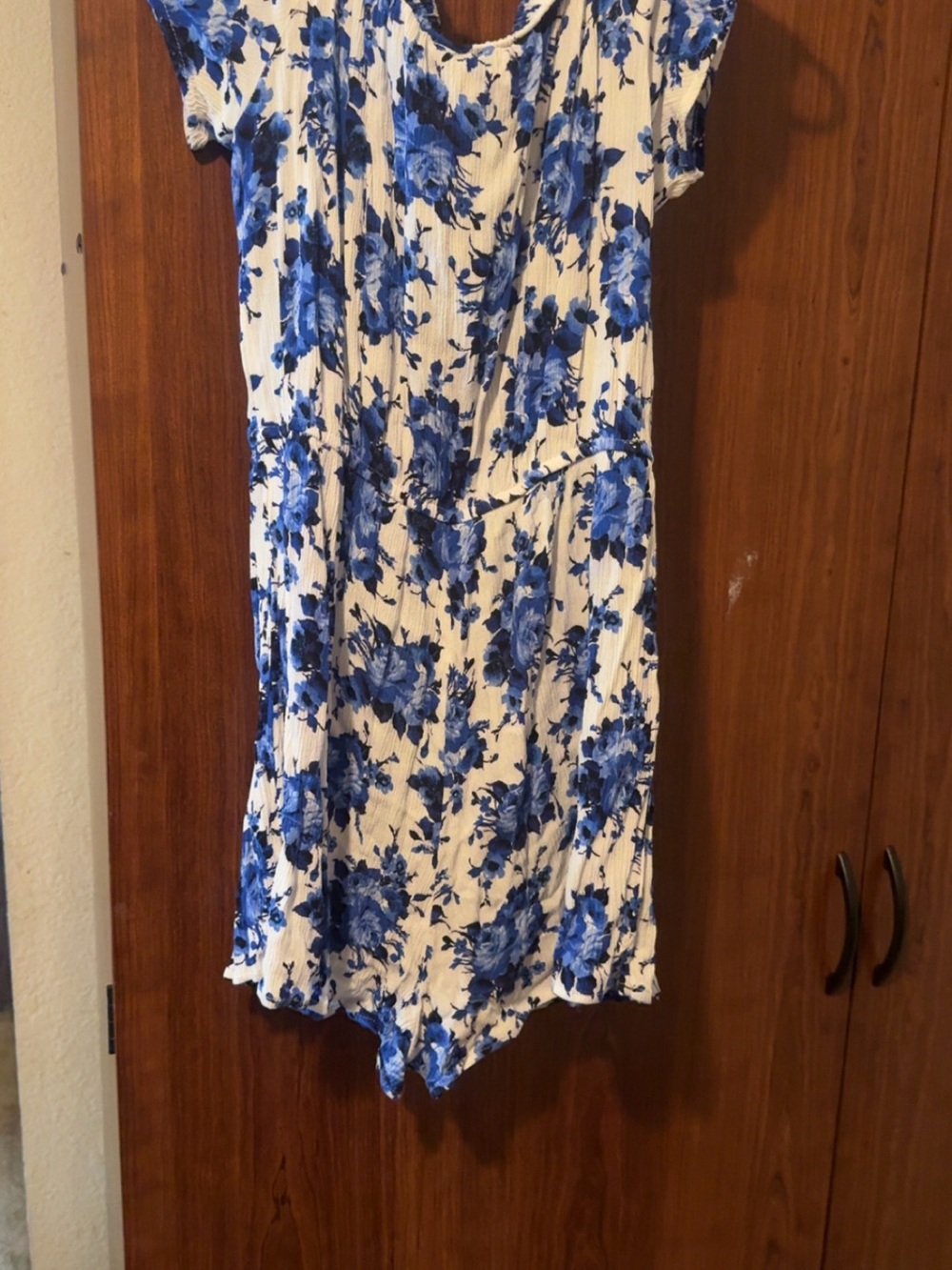 Blue Floral Short Sleeve Romper